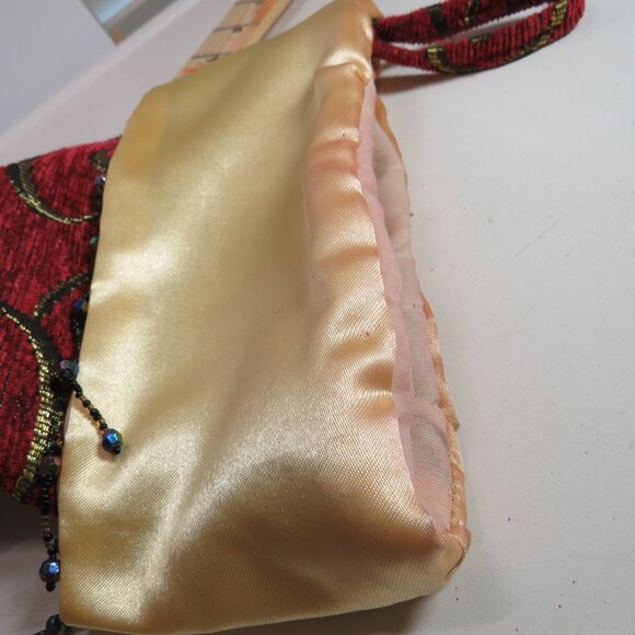 Red Tapestry Vintage Victorian High Heel boot stocking Holiday 20" long - Picture 9 of 10